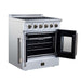Forno Galiano 30-inch electric range in white left angled view with the door open