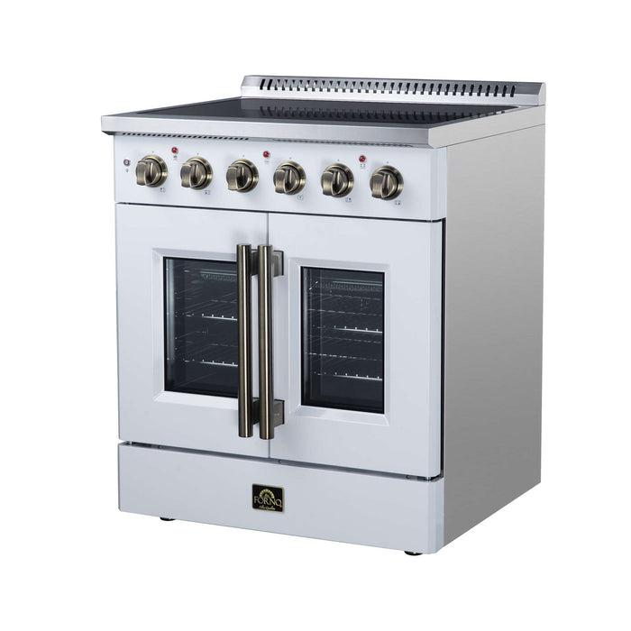 Forno Galiano 30-inch electric range in white right angled view