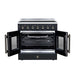 Forno Galiano 36-inch electric range in black front view with the door open