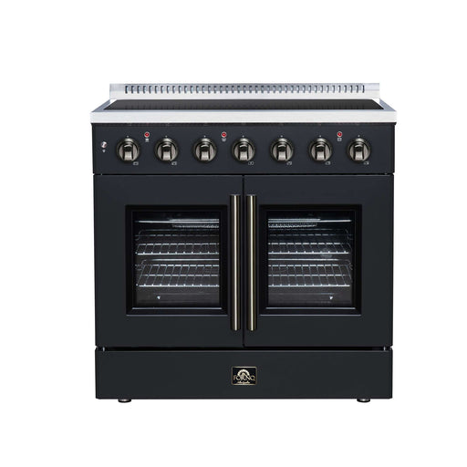 Forno Galiano 36-inch electric range in black front view