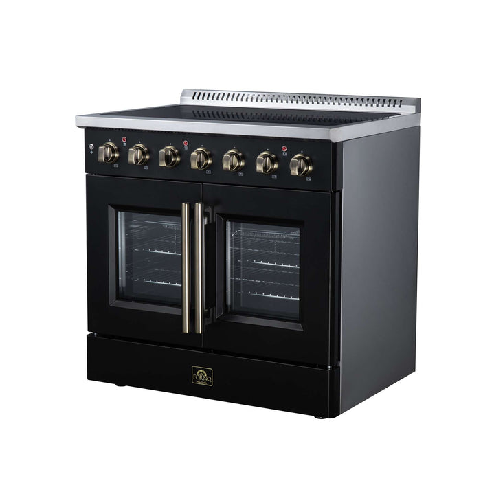 Forno Galiano 36-inch electric range in black right angled view