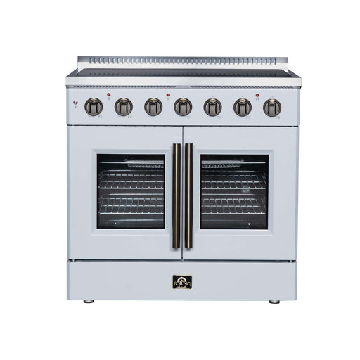 Forno Galiano 36-inch electric range in white front view