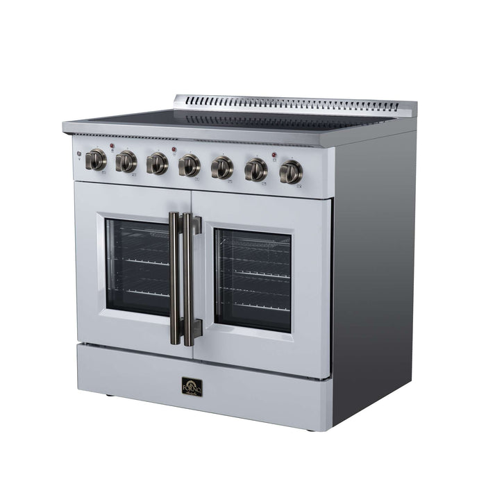 Forno Galiano 36-inch electric range in white right angled view