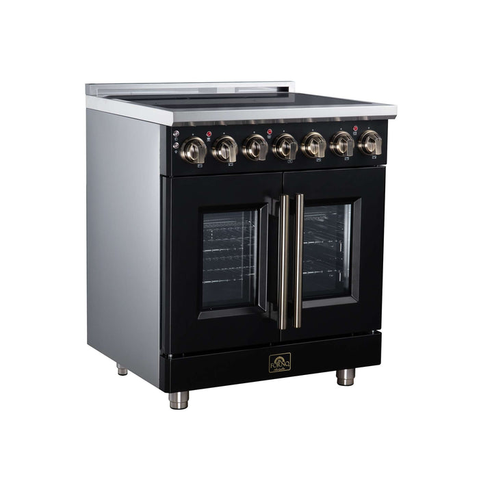 Forno Massimo 30-inch electric range in black left angled view