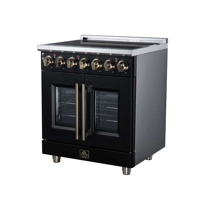 Forno Massimo 30-inch electric range in black right angled view