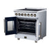 Forno Massimo 30-inch electric range in white right angled view with the door open