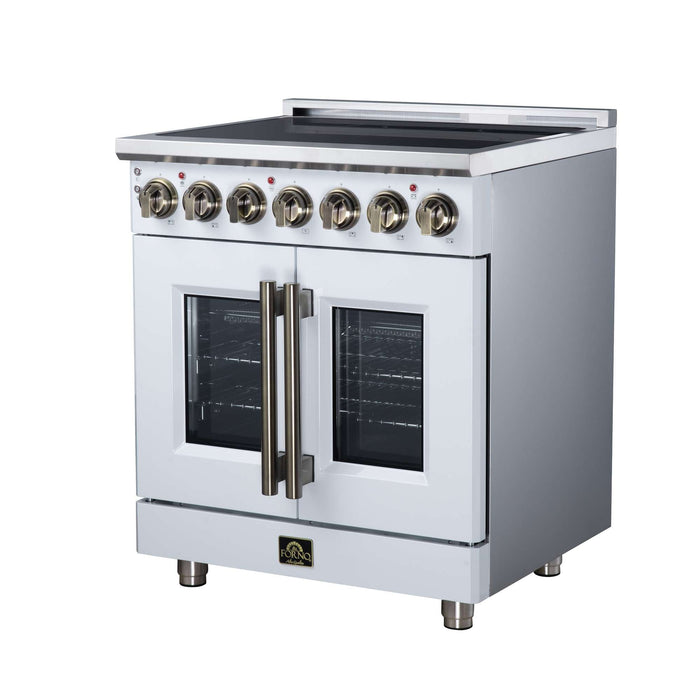 Forno Massimo 30-inch electric range in white right angled view