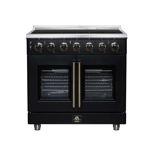 Forno Massimo 36-inch electric range in black front view