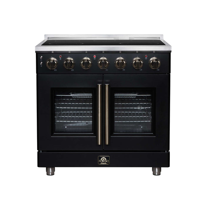 Forno Massimo 36-inch electric range in black front view