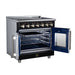 Forno Massimo 36-inch electric range in black left angled view with the door open