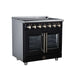 Forno Massimo 36-inch electric range in black left angled view