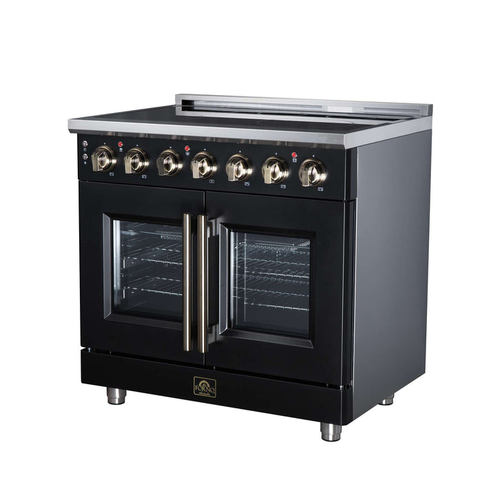 Forno Massimo 36-inch electric range in black right angled view