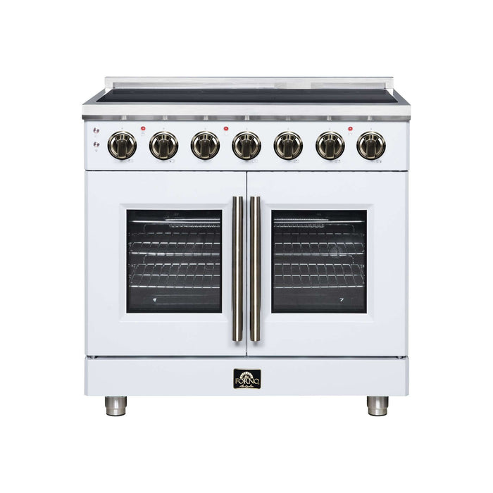 Forno Massimo 36-inch electric range in white front view
