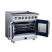 Forno Massimo 36-inch electric range in white left angled view with the door open