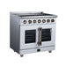 Forno Massimo 36-inch electric range in white left angled view