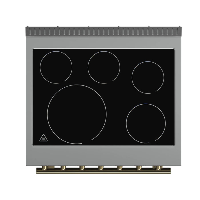 Forno Paolo 30-Inch Freestanding Electric Range in Black with Antique Brass Handle (FFSEL6011-30BLK)
