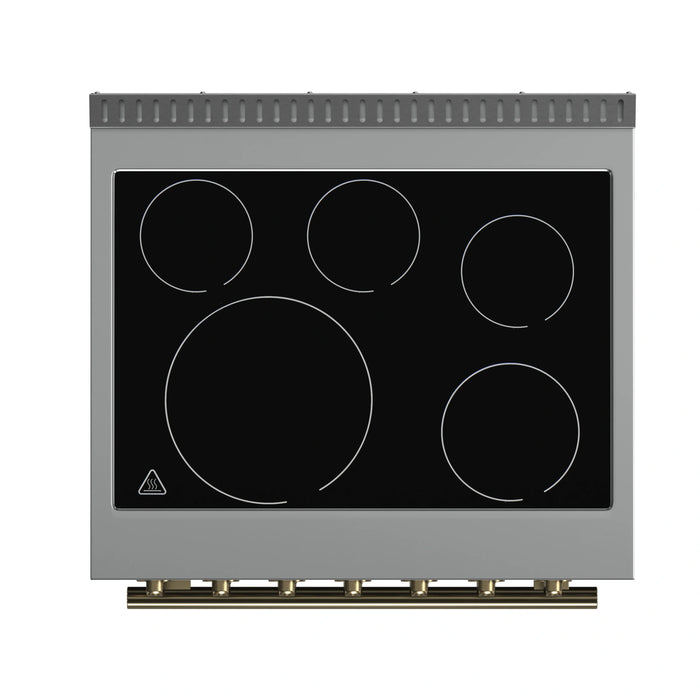 Forno Paolo 30-Inch Freestanding Electric Range in White with Antique Brass Handle (FFSEL6011-30WHT)