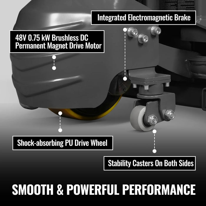 4400lbs Lithium-ion Electric Pallet Jack,  45"x27" Fork,  48V 30Ah Removable Battery,  Walkie Type Truck,  LPT44