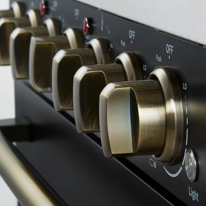 Forno Paolo 30-Inch Freestanding Electric Range in Black with Antique Brass Handle (FFSEL6011-30BLK)