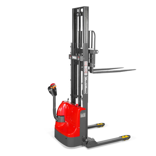 2640lbs Electric Straddle Stacker, 138" Lift,  Adjustable Legs & Forks