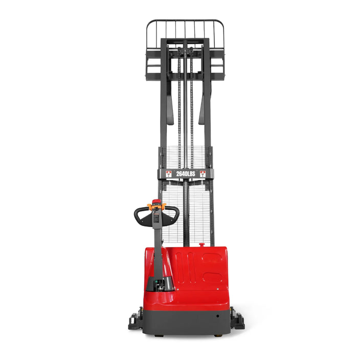 2640lbs Electric Straddle Stacker,  98" Lift,  Adjustable Legs & Forks,  F26-98SLA