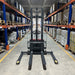 3300lbs Electric Straddle Stacker,  138" Lift,  Adjustable Legs & Fork — angle view