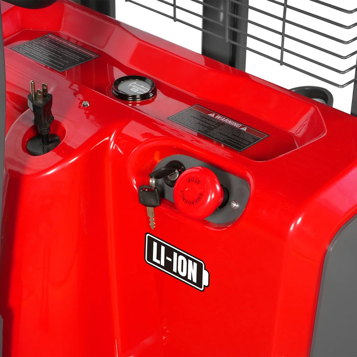 3300lbs Lithium-ion Electric Straddle Stacker,  118" Lift,  Adjustable Legs & Forks,  F33-118S