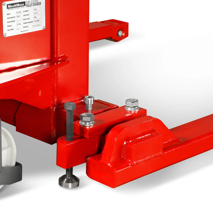 3300lbs Semi-Electric Straddle Stacker,  118" Lift,  Adjustable Legs & Forks,  S33-118S