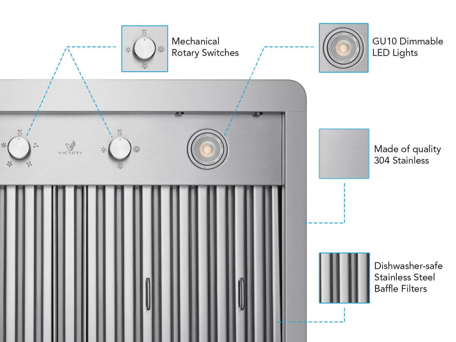 60 Inch 1800 CFM Under Cabinet Range Hood - VICTORY Verona
