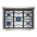 Empava EMPV-36GR12 gas cooktop with all five burners lit