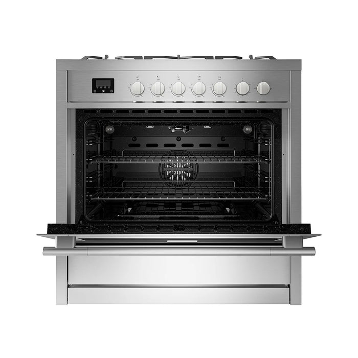 Empava EMPV-36GR12 oven interior, front view with the door open