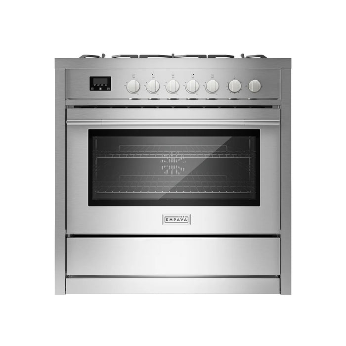 Empava EMPV-36GR12 36 inch freestanding gas range with 5 burners, front view