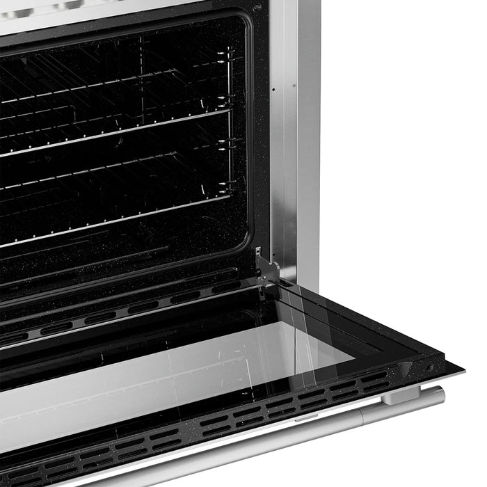 Detail of the oven cavity inside the Empava EMPV-36GR12 gas range