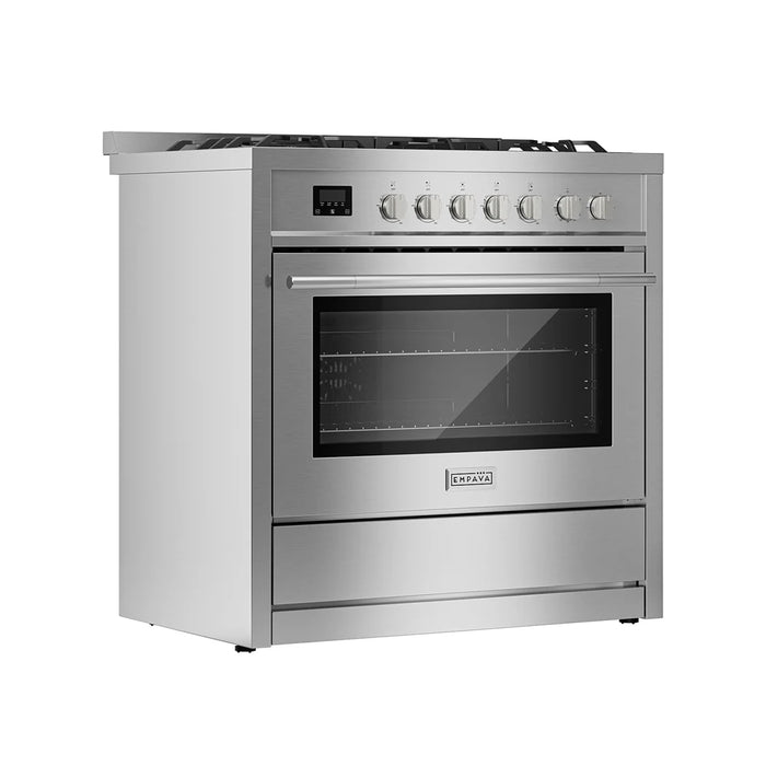 Empava 36 inch freestanding gas range EMPV-36GR12, left side view