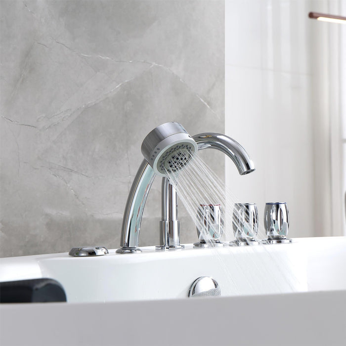 Empava 67" Freestanding Whirlpool Bathtub with Center Drain EMPV-67AIS13 Empava