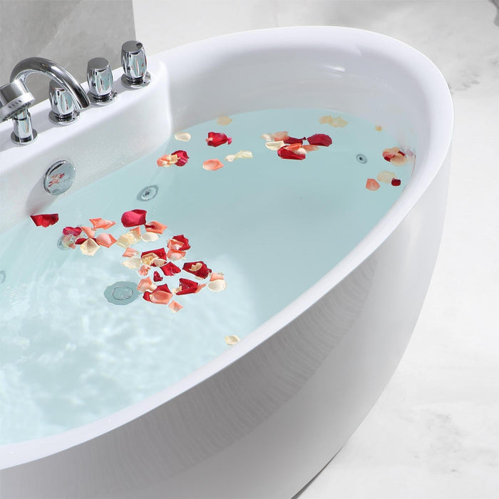 Empava 67" Freestanding Whirlpool Bathtub with Center Drain EMPV-67AIS13 Empava