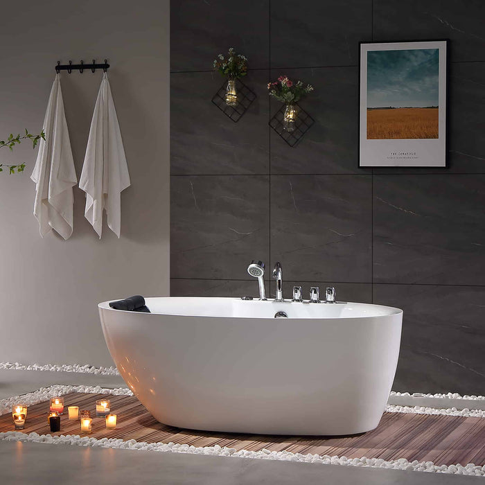 Empava 67" Freestanding Whirlpool Bathtub with Center Drain EMPV-67AIS13 Empava