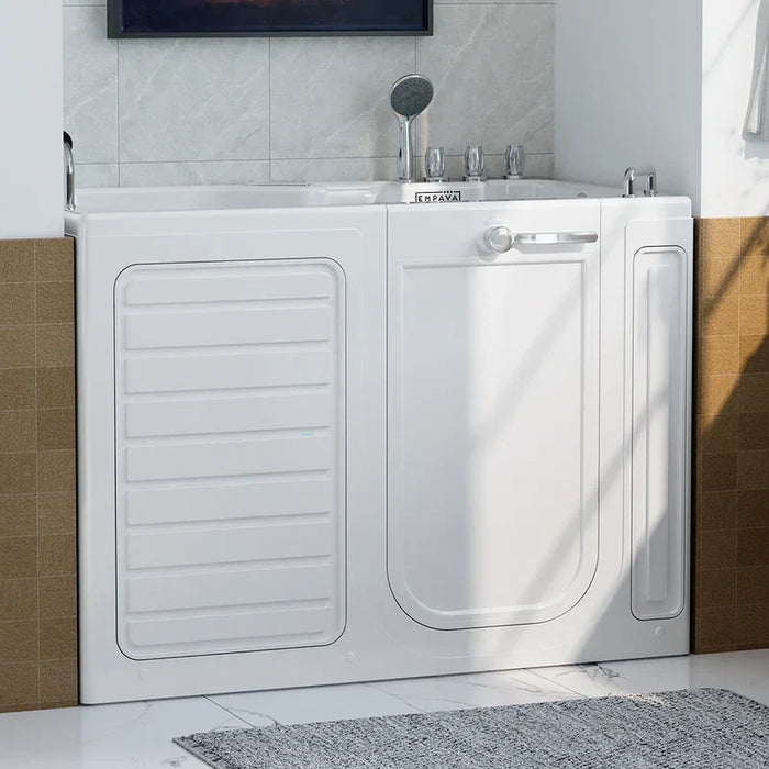 Empava 54" Alcove Inline Heater Whirlpool Walk-in Tub 2.0 Upgraded with Right Drain | EMPV-54WIT08