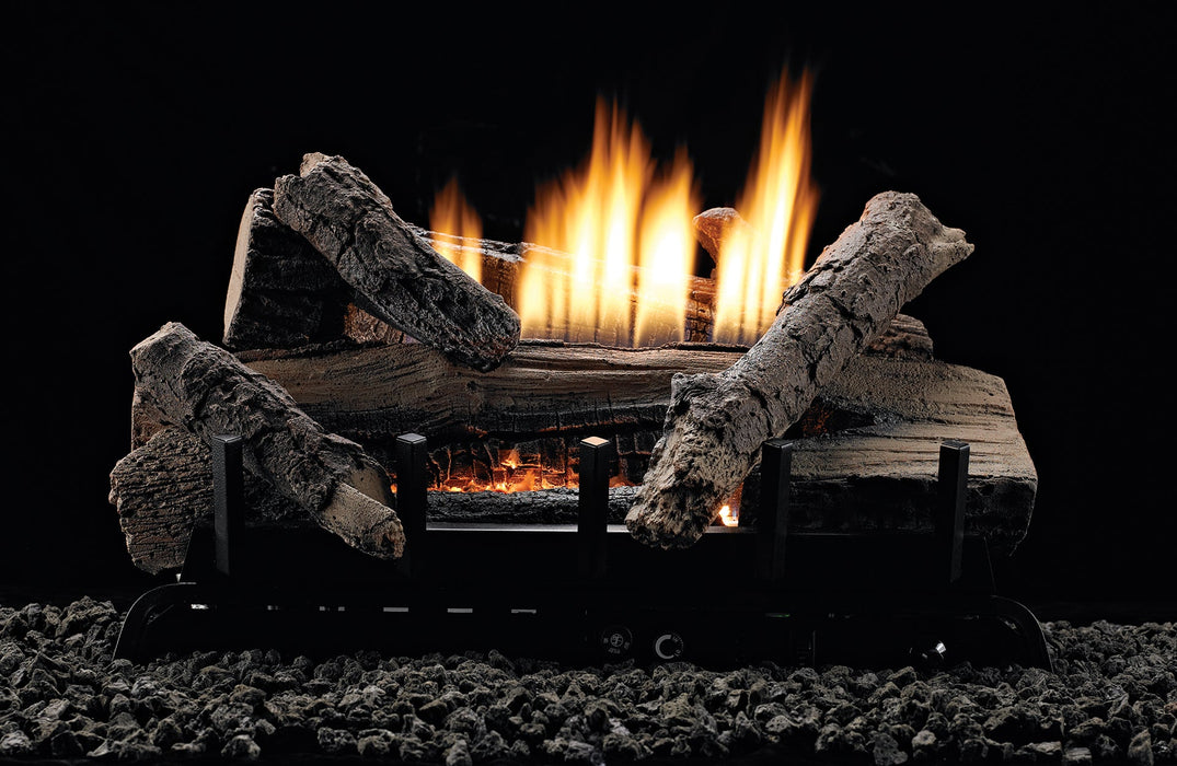 Empire 18" Whiskey River Refractory Log Set With Manual Control, Natural Gas Vent Free Contour Burner