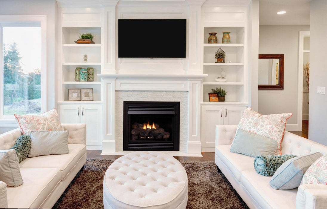 Empire Vail 26" Special Edition, Millivolt Control With Contour Burner and Cherry Mantel, Propane Gas Vent Free Deluxe Fireplace (VFD26FM30CP) Empire Comfort Systems