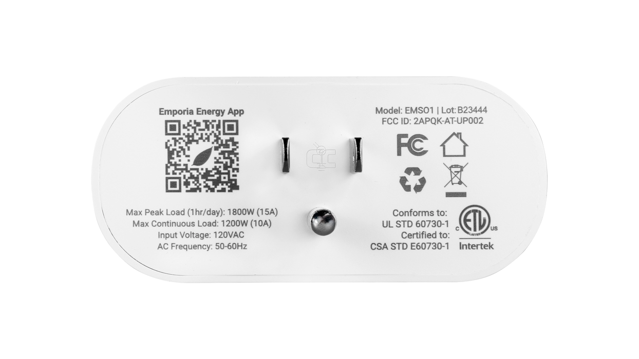 Emporia Smart Plug for Real Time Monitoring Electricity Use, Wall Plug Style, Measures Appliance Power Consumption - Urban Supply Inc