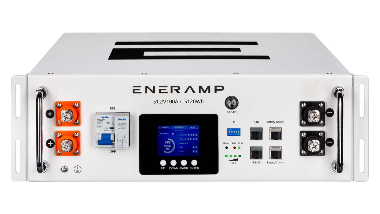 Eneramp - E-03000101 - Endurance 5 - 51.2V 5120Wh Rack Mount Battery - Front-Top Angle View