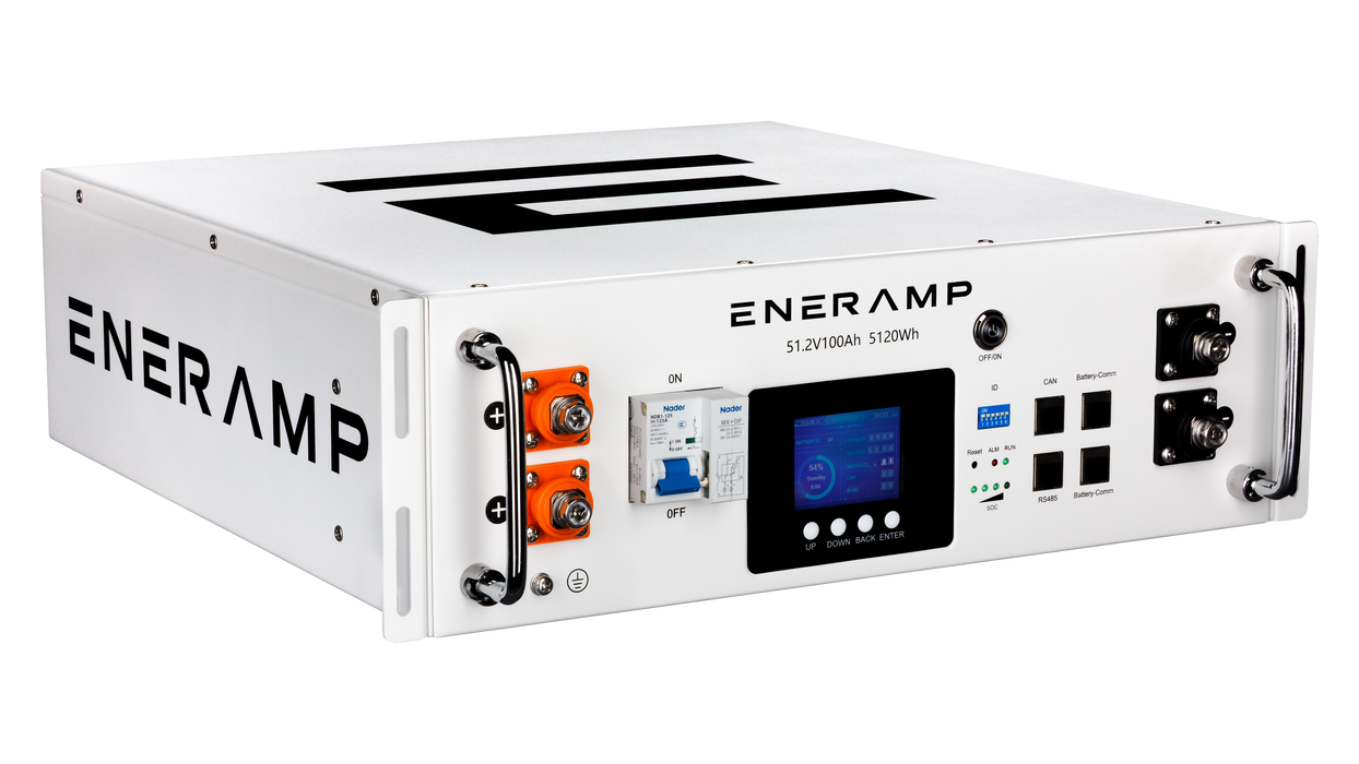 Eneramp - E-03000101 - Endurance 5 - 51.2V 5120Wh Rack Mount Battery - Left Angled View