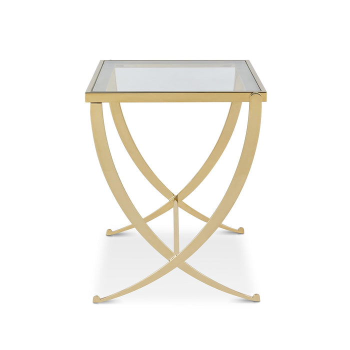 Park Hill Saber Leg End Table Mirrored Brass End Table angle view