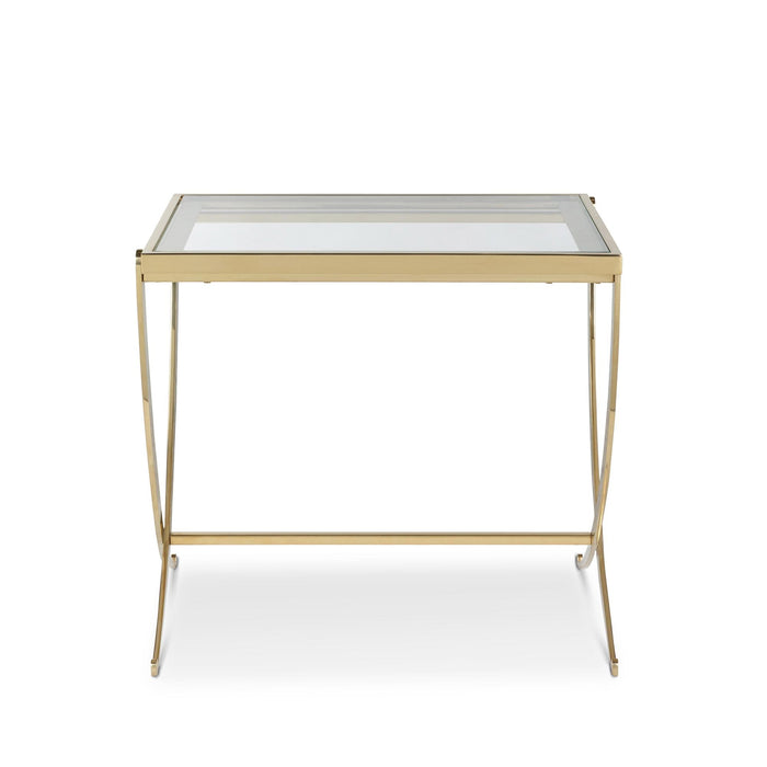 Park Hill Saber Leg End Table Mirrored Brass End Table detail view