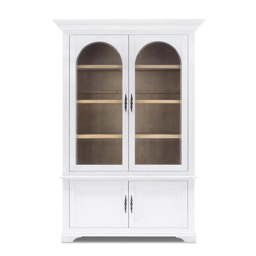 Park Hill Bridgehampton Bookcase Whitewash interior Blonde painted display shelves angle view