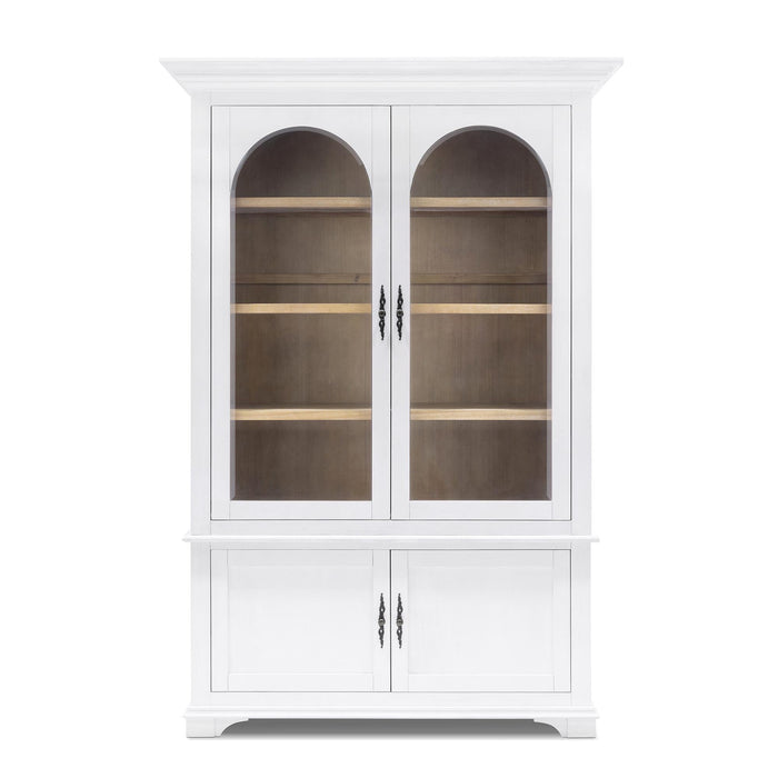 Park Hill Bridgehampton Bookcase Whitewash interior Blonde painted display shelves angle view