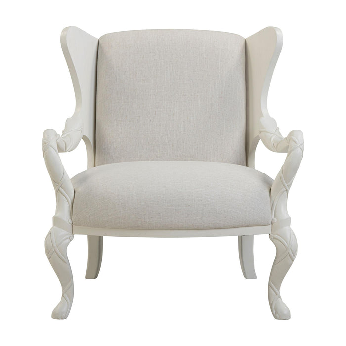 Park Hill Ribbon Wing Chair Whitewash and Ivory Wing Chair front view