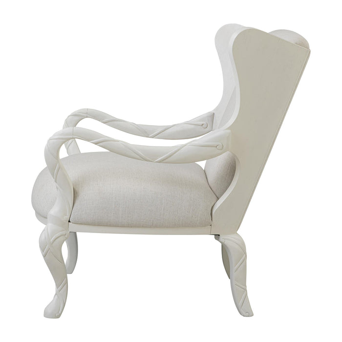 Park Hill Ribbon Wing Chair Whitewash and Ivory Wing Chair lifestyle view