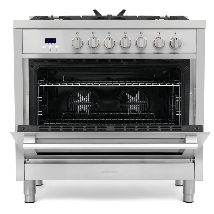 Cosmo 36-Inch 3.8 Cu. Ft. Single Oven Dual Fuel Range in Stainless Steel (COS-F965) Cosmo